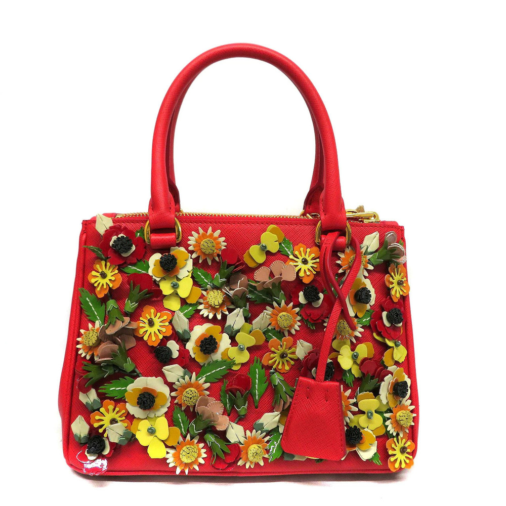 Prada Floral Leather Flower Galleria Bag Applique